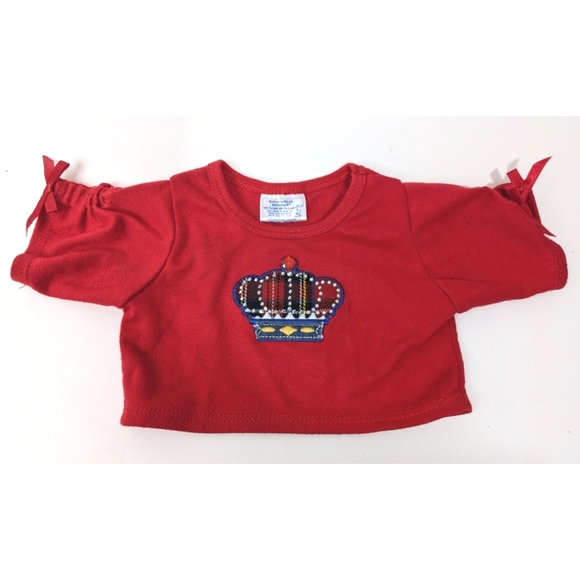 Build-A-Bear Red Top Denim Skirt Black Shoes - Picture 6 of 12